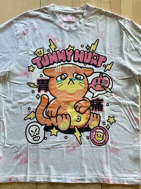 Cool Shirtz Very Cool Tummy Hurt Graphic Print Pink Tie Dye T-Shirt size Medium